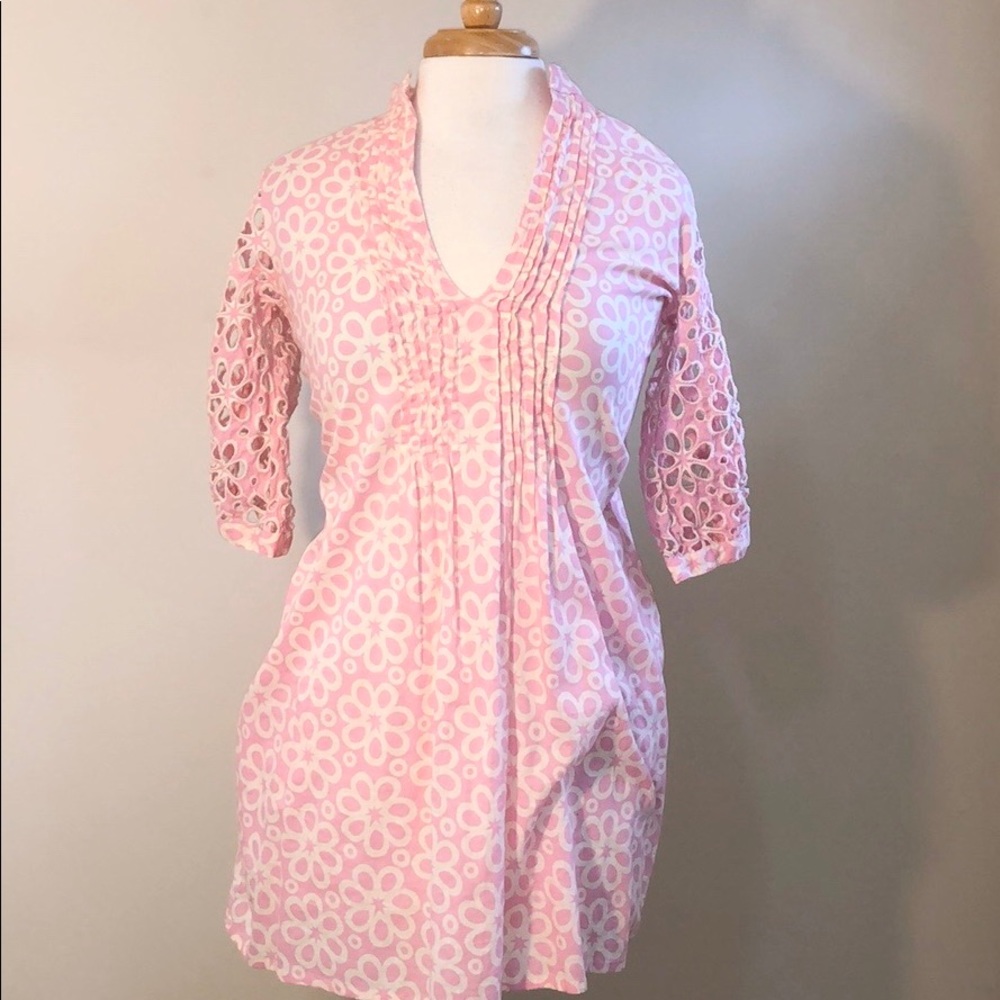 Fullah Sugah Eyelet Flower Dress Women size S